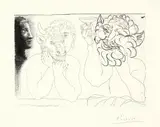 Profil de Marie-Thérèse en abîme, jeune homme au masque de minotaure et vieux barbu aux oreilles d’âne by Pablo Picasso, 1934, sold Jun 2022