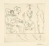 Philosophe discourant devant un notable, avec femme nue à droite by Pablo Picasso, sold Jun 2022