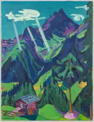 Bündner Landschaft mit Sonnenstrahlen by Ernst Ludwig Kirchner, sold Sep 2021