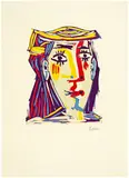 Portrait de Jacqueline au chapeau de paille multicolore by Pablo Picasso, sold Sep 2021