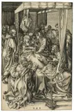 Martin Schongauer, Der Tod Marias, umgeben von 12 Aposteln