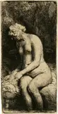 Rembrandt Harmensz van Rijn, Nackte Frau im Freien mit den Füssen im Wasser