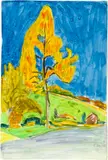 Cuno Amiet, Landschaft mit gelbem Herbstbaum