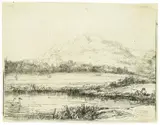 Der Kanal mit einem Angler und zwei Schwänen by Rembrandt Harmensz van Rijn, sold Sep 2021
