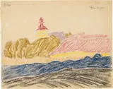 Lyonel Feininger, Dünenlandschaft mit Kirchturm «Benz» auf der Insel Usedom