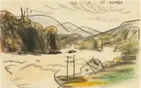 Lyonel Feininger, Flusslandschaft mit Haus im Vordergrund