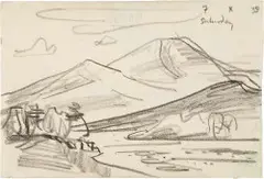 Hügellandschaft mit Fluss by Lyonel Feininger, sold Sep 2020