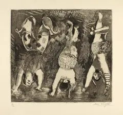 Les trois acrobates by Marc Chagall, sold Sep 2020