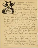Paul Gauguin, Paris 1848–1903 Hiva-Hoa (Marquesas) 2 Seiten des eigenhändiges Briefes in Tinte vom Juni 1901 an Daniel de Monfreid, mit Holzschnitt