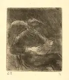 Camille Pissarro, Saint-Thomas (Antilles) 1830–1903 Paris Jeune homme lisant (Georges Pissarro). – Paysanne à la fourche