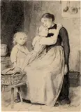 Albert Anker, Bäbeli und ihre Kinder im Gebet