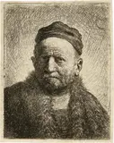Männliches Brustbild mit Käppchen, von vorn – wohl Rembrandts Vater by Rembrandt Harmensz van Rijn, sold Jun 2019