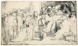 Der stehende Jesusknabe inmitten der Schriftgelehrten by Rembrandt Harmensz van Rijn, sold Jun 2019
