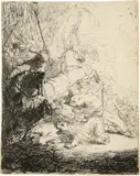 Die kleine Löwenjagd, mit zwei Löwen by Rembrandt Harmensz van Rijn, sold Jun 2019
