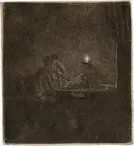 Rembrandt Harmensz van Rijn, Nachdenkender Mann bei Kerzenlicht