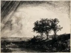 Rembrandt Harmensz van Rijn, Die Landschaft mit den drei Bäumen