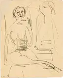 14 Blatt Zeichnungen, vermutlich aus Skizzenbuch Nr. 87: Davoser Landschaften, Café, Tanz by Ernst Ludwig Kirchner, sold Jun 2019