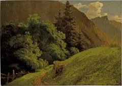 Alexandre Calame, Lisière de fôret au bord d’une pente