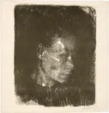 Kopf einer Arbeiterfrau im Dreiviertelprofil nach rechts by Käthe Kollwitz, sold Jun 2019