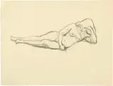 Giovanni Giacometti, Theodora – Liegende nackte Frau, auf dem linken Ellbogen aufgestützt