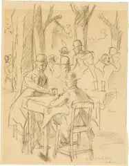 Karl Walser, Männer an Tischen in einem Gartenrestaurant in Berlin