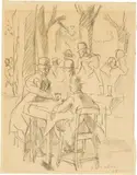 Karl Walser, Männer an Tischen in einem Gartenrestaurant in Berlin