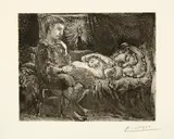 Garçon pensif veillant une dormeuse à la lumière d’une chandelle by Pablo Picasso, sold Jun 2019