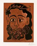 Homme barbu couronné de feuilles de vigne by Pablo Picasso, sold Jun 2019