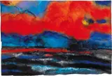 Emil Nolde, Abendmeer mit Dampfern unter rotem Wolkenhimmel