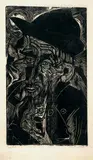 Ernst Ludwig Kirchner, Alter bärtiger Älpler in schwarzem Hut – Kaspar Cadiepolt, 1919, Holzschnitt Oktober