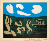 Bacchanale à l’acrobate by Pablo Picasso, 1959, Farbiger Linolschnitt, sold Jun 2018