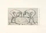 Paul Klee, Zwei Männer, einander in höherer Stellung vermutend, begegnen sich – Inv. 6, Radierung 1903 – Werknummer 5 (September 1903)