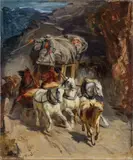 Rudolf Koller, Die Gotthardpost, 1873, Frühe Fassung Öl auf Leinwand