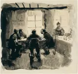 Käthe Kollwitz, Vier Männer in einer Kneipe