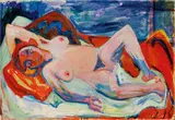 Hermann Scherer, Liegender Akt auf Sofa, 1924–1926, Öl auf Leinwand