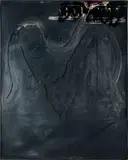 Antoni Tàpies, Monochrome gris au signe noir supérieur, 1960, Mischtechnik, Sand, wohl Zement und Öl auf Leinwand