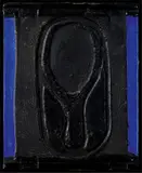 Antoni Tàpies, Miroir noir sur bleu, 1964, Öl auf Leinwand, mit Relief in schwarzer Ölfarbe, auf Holzchassis montiert