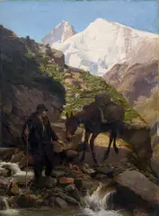 Eugène Burnand, Dans la montagne, Öl auf Leinwand