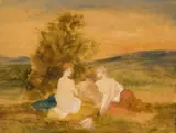 Narcisse Díaz de la Peña, Trois baigneuses, Aquarell und Deckfarben