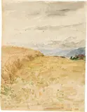 Albert Anker, Kornfeld bei Ins, Aquarell