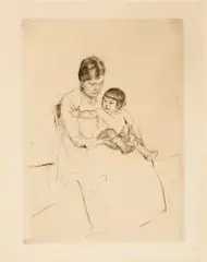 Mary Cassatt, The Stocking, 1890, Kaltnadel. 26,2;18,9 cm, Plattenkante;