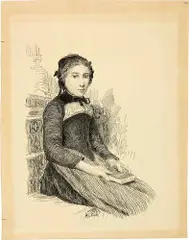 Bäbeli by Albert Anker, Schwarzaquarell über Vorzeichnung in schwarzer Kreide, leicht weiss gehöht, sold Jun 2018