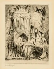 The Gate (Das Tor) by Lyonel Feininger, Radierung und Kaltnadel, sold Jun 2018