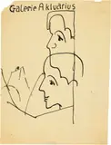 Zwei Köpfe, im Profil nach links mit dem Titel «Galerie Aktuarius» by Ernst Ludwig Kirchner, 1927, Federzeichnung in Tusche, sold Jun 2018