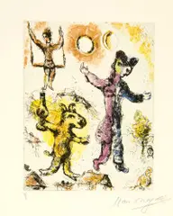 Le Rêve de l’âne by Marc Chagall, Farbige Radierung, sold Jun 2018