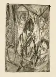 Mann und Mädchen am Tisch, Köln by Ernst Ludwig Kirchner, Strichätzung, sold Jun 2018