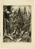 Taunustannen by Ernst Ludwig Kirchner, Strich- und Flächenätzung, sold Jun 2018