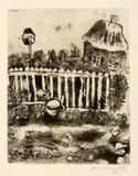 Marc Chagall, Le Pot de terre et le pot de fer, Blatt 53 der Folge «Les Fables de la Fontaine» Radierung