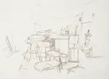 Sellette et tabourets dans l’atelier I by Alberto Giacometti, Lithographie, sold Jun 2018