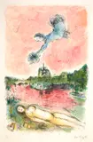 Vue sur Notre-Dame by Marc Chagall, 1980, Lithographie, sold Jun 2018